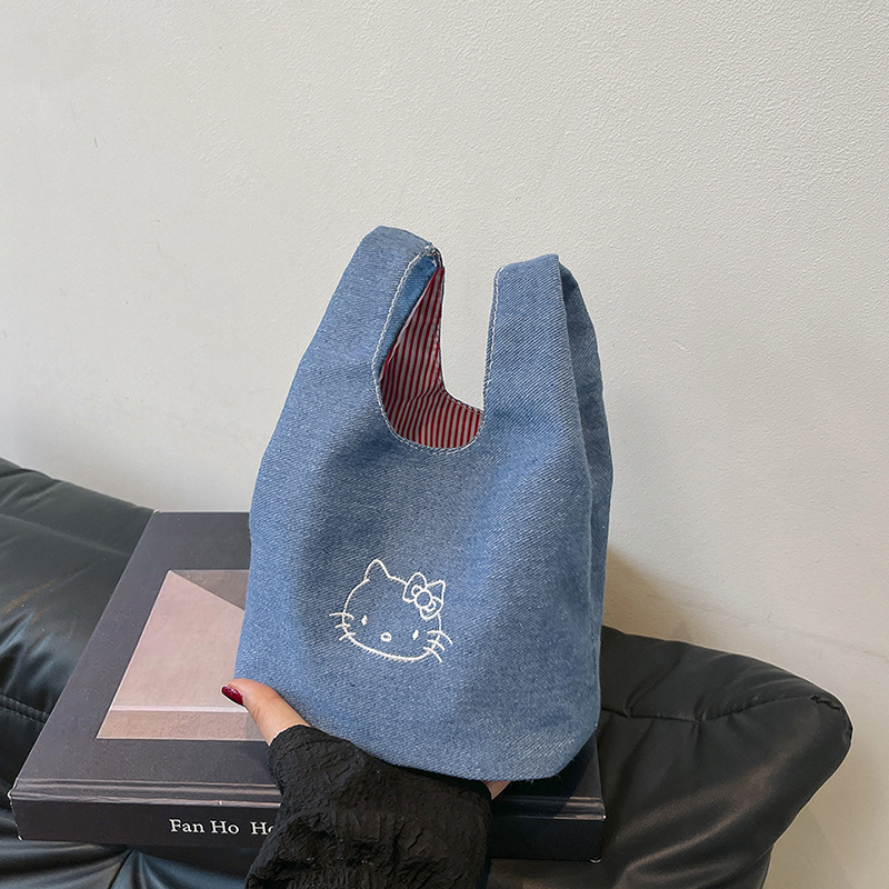 大容量の新しい刺繍漫画かわいいハンドバッグ女性化粧品収納外出やショッピング多用途女の子|undefined