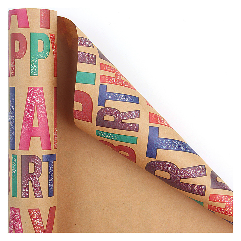 Papel de Regalo de Amazon para el Día de San Valentín, Papel de Regalo para Fiestas de Cumpleaños, Papel Kraft Retro, Artículo Más Vendido Transfronterizo