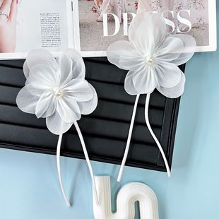 White Organza Stereo Flower Beaded Patch Clothing Collocation dress Headwear Cloth Patch Decorative Accessories
