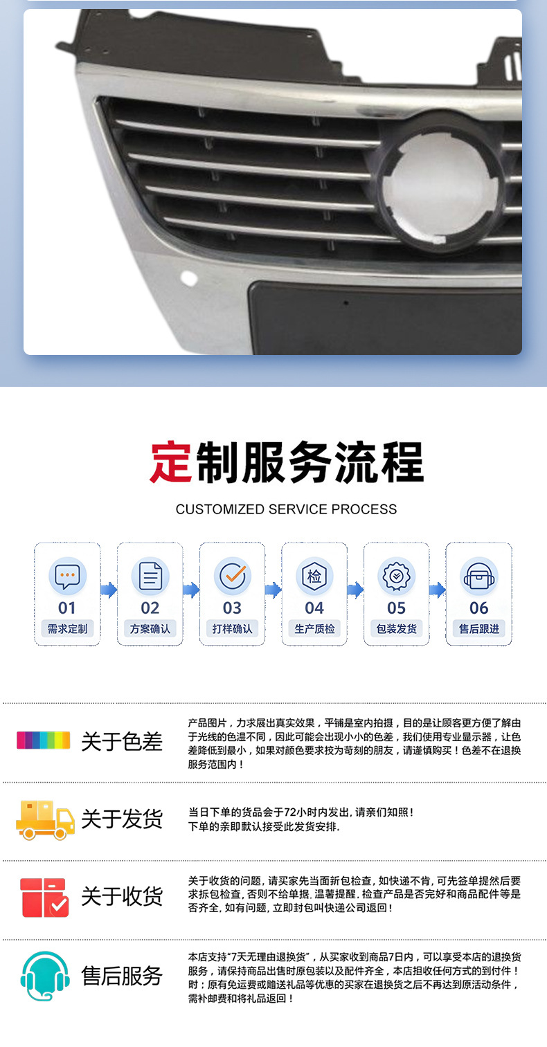 Car Front Grille Replacement Part for 07-11 Models, Suitable for Magotan Front Grille Intake Grille