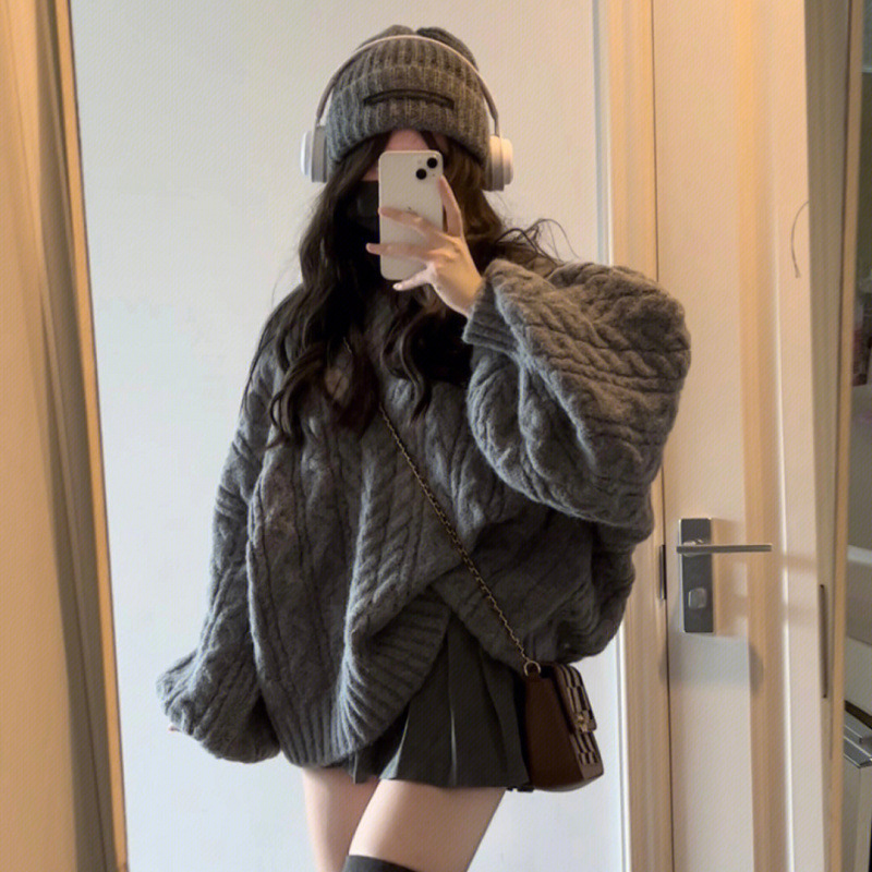 Mori retro twist plus size sweater women's 2024 autumn and winter new explosions thick lazy wind sweater top