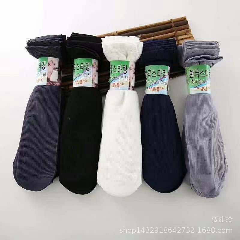 Men's stockings spring and summer thin non-hook silk men's striped tube socks black business men's socks 10 pairs