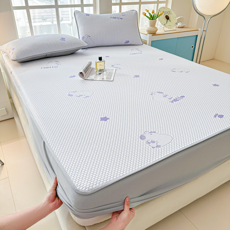 2025 nueva funda de cama Clase A funda de cama de seda de hielo funda protectora de colchón de verano de una sola pieza funda de cama de Doudou todo incluido de verano