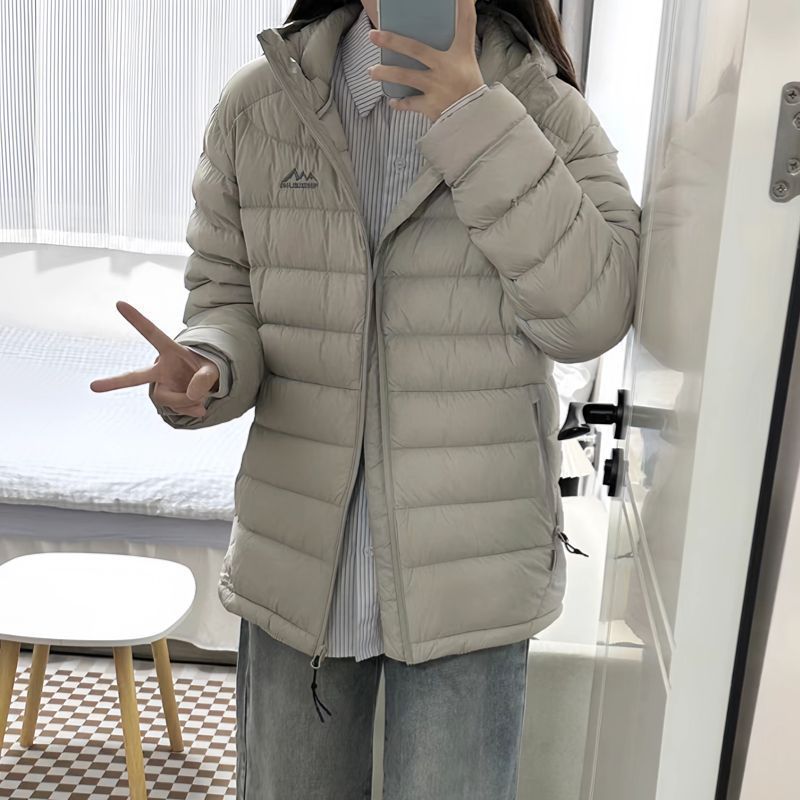 Women's Short down Jacket with Ribbed Design, Loose Fit, Korean Style, Casual Hooded, Warm, Yl Light Luxury, New for Autumn and Winter