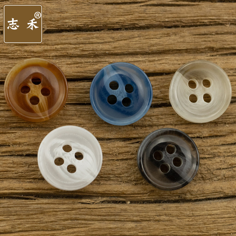 Thin Edge Bright Surface Translucent Bleached Rice Sky Blue Black Men's and Women's Shirt Shirt Resin Button Button