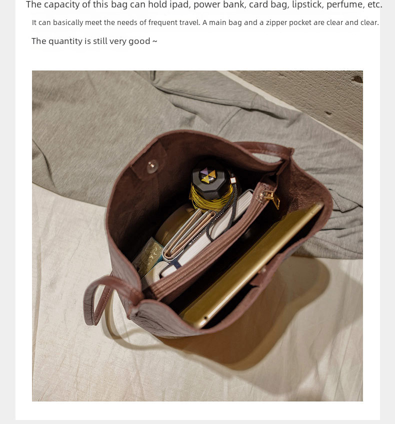 2023 New Vintage Bucket Veet Oil Leather Handbag Crossbody Women's Large Capacity Shopping Bag_voghion.com