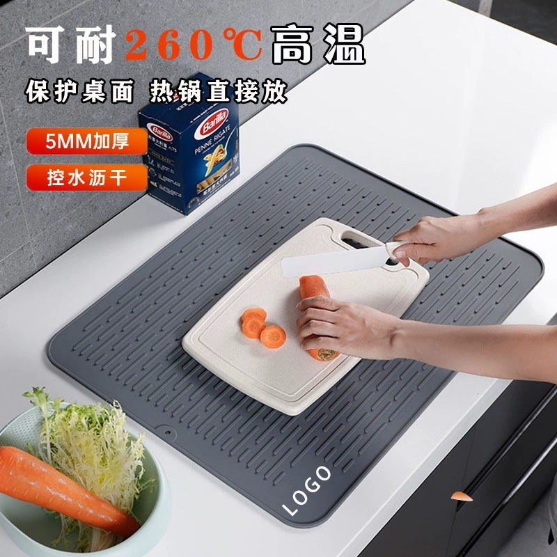 Трансграничная специальная поставка силиконовых дренажных ковриков с прямым рисунком, пригодных для печати, защитных ковриков для кухонных столешниц, противоскользящих ковриков для разделочных досок, устойчивых к высоким температурам.