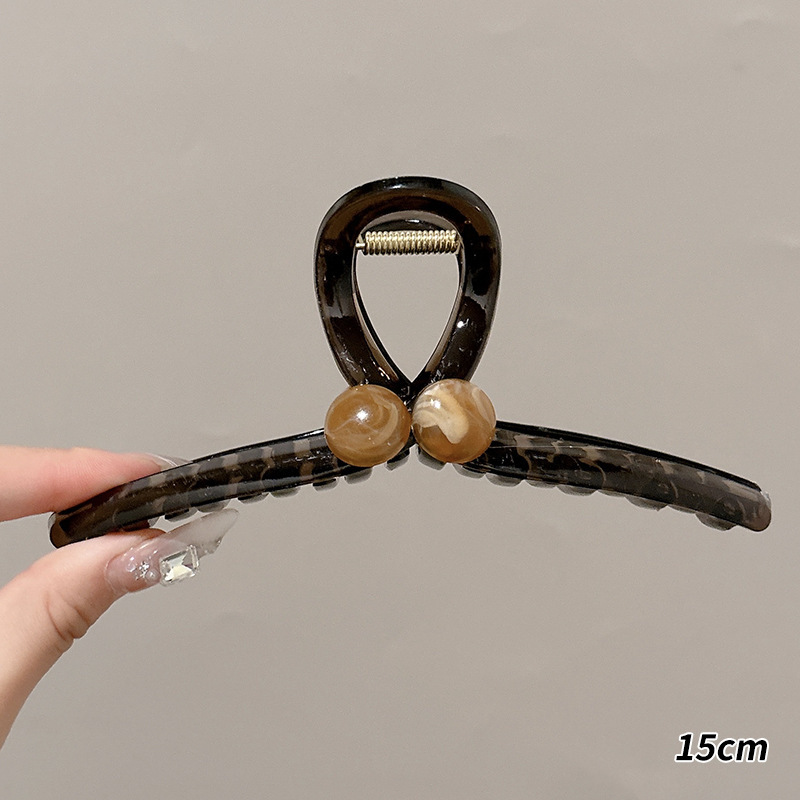 秋冬咖色毛绒抓夹后脑勺发量大鲨鱼夹高级感大号发夹复古气质头饰|undefined