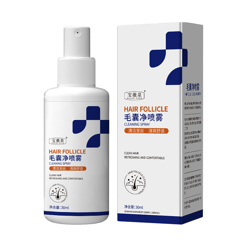 Baoweiquan folículo piloso spray limpio, cuero cabelludo limpio, caspa suave, no irritante, controlador de aceite, fabricante
