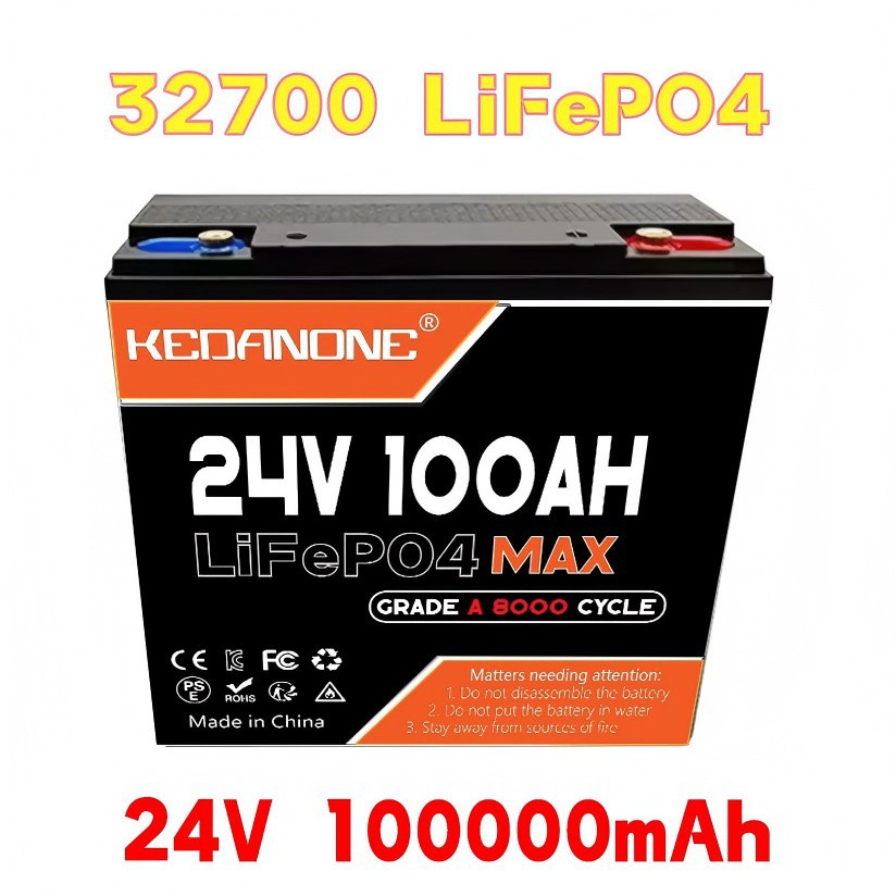Batería de fosfato de hierro de litio de 24V 200Ah con alta potencia BMS recargable adecuada para RV RV off-road