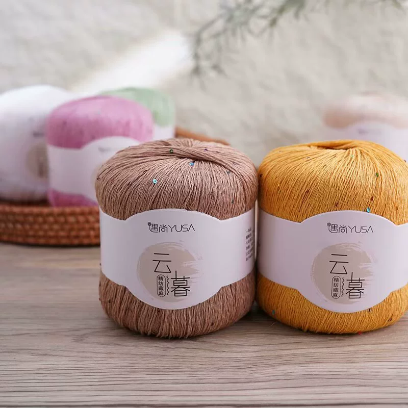 Тибетская пеньковая нить с пайетками, тонкая льняная нить, хлопчатобумажная и льняная кружевная нить, шелковая хлопковая нить для вязания крючком, вырезанная нить для шали.