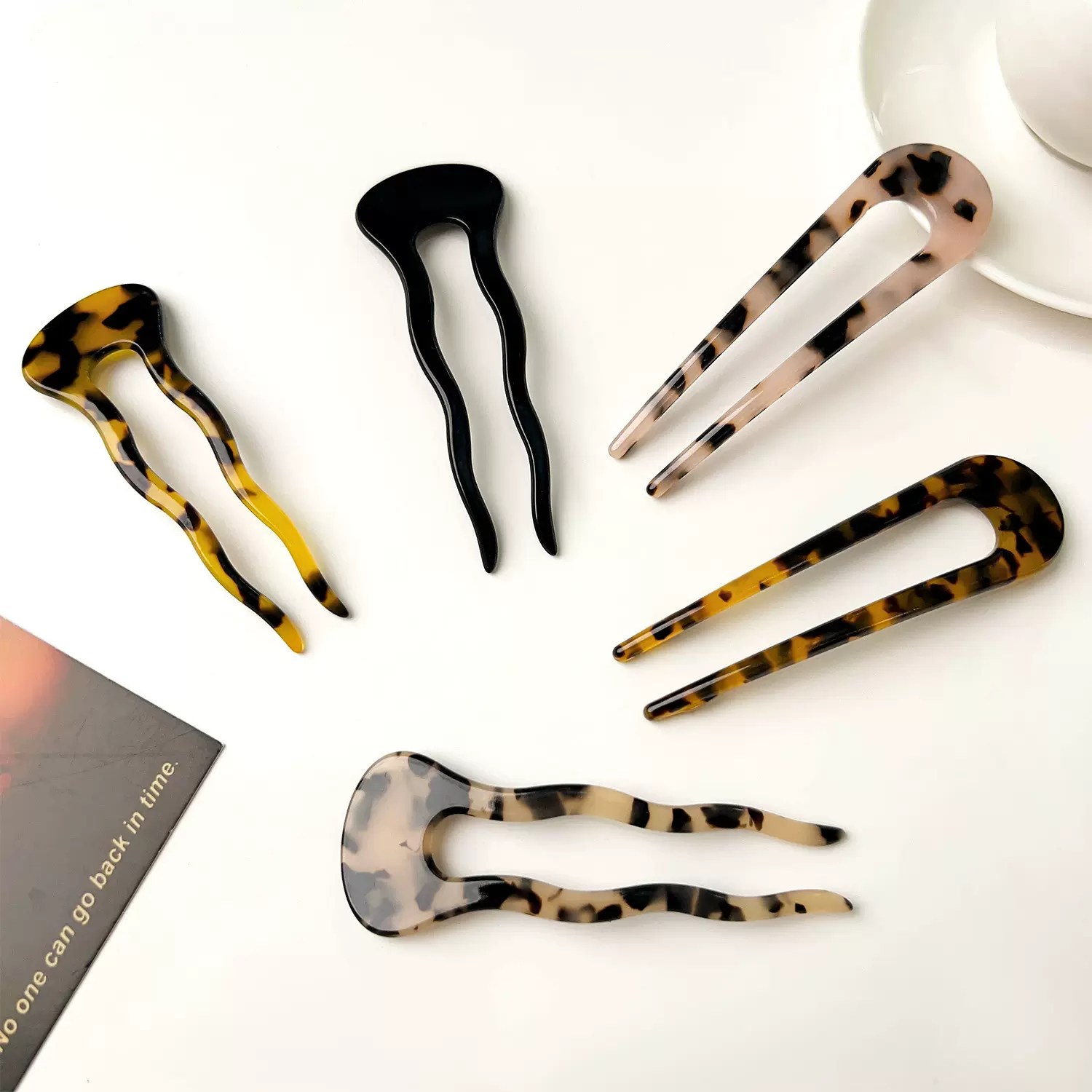 ins高级感U型醋酸发簪韩国简约丸子头盘发簪子古风气质发钗发饰女