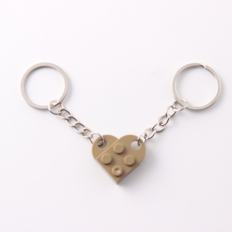Dos en uno bloques de construcción de amor llavero pareja desmontable llavero amistad afecto en forma de corazón Qixi pequeño regalo