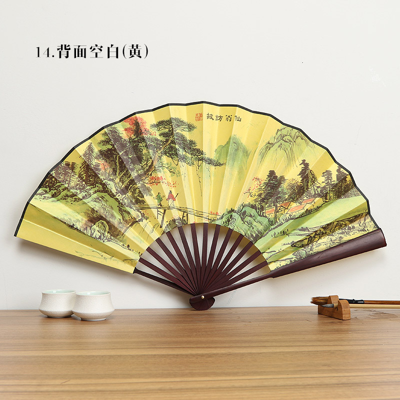 Bambú-como Rosewood Hanfu ventilador antiguo estilo plegable ventilador de seda estilo chino ventilador 10-pulgadas Xuan papel plegable ventilador publicidad ventilador venta al por mayor