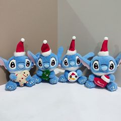 网红圣诞帽史迪仔挂件可爱毛绒玩具公仔包包挂饰玩偶钥匙扣布娃娃