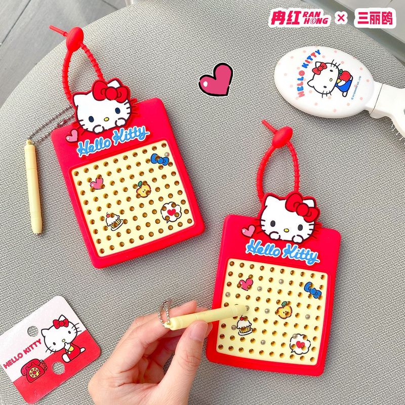 正版三丽鸥KT猫90钢珠磁吸画板钥匙扣凯蒂猫卡通解压玩具包包挂件|undefined