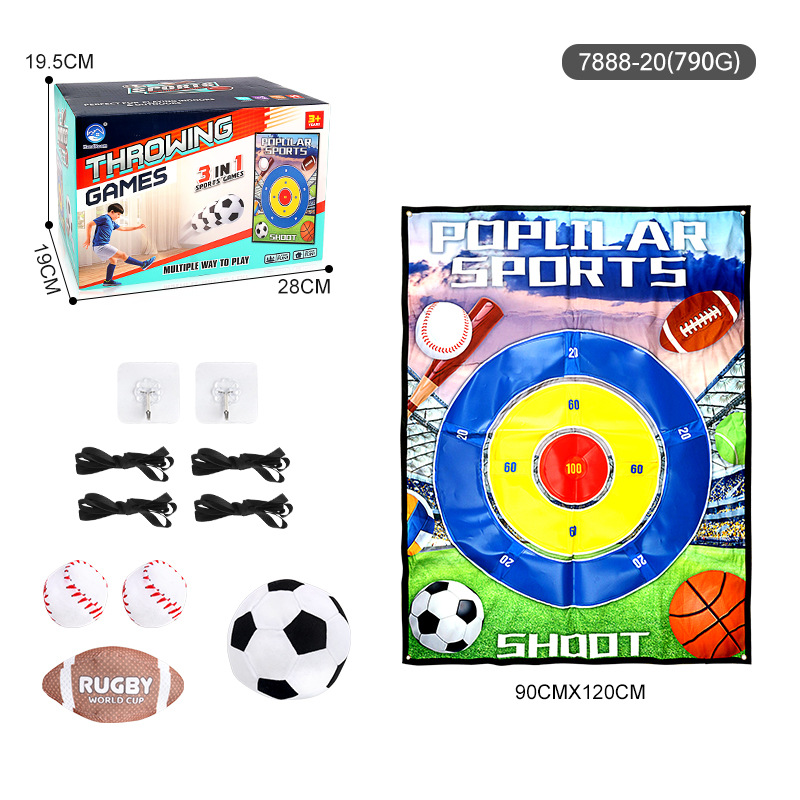 Fútbol infantil de ocio, rugby, béisbol 3 en 1 objetivo, juego de bola pegada, juguetes interactivos para padres e hijos, interiores y al aire libre