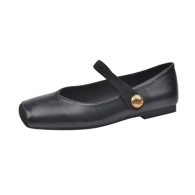 Retro Mary Jane Ballerinas Mit Eckiger Kappe Und Weicher Sohle_voghion.com