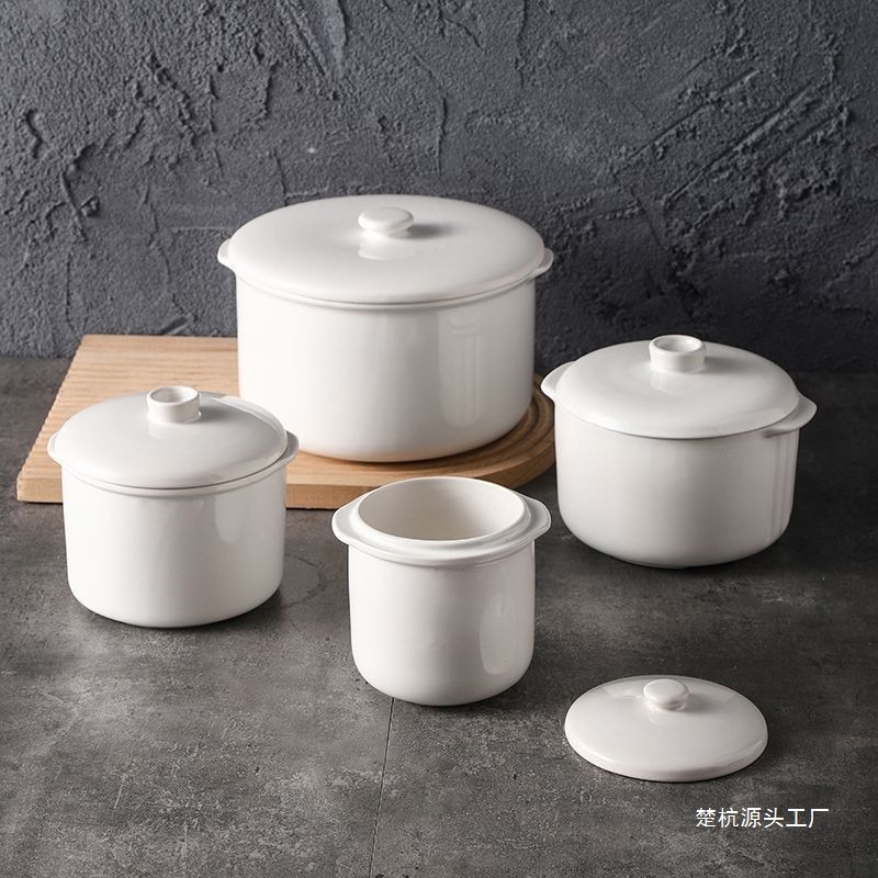 セラミックシチューポット、家庭用耐水陶器シチューポット、スープポット、ツバメの巣シチュー、小型大容量蒸し卵ボウル、Chu Hang|undefined