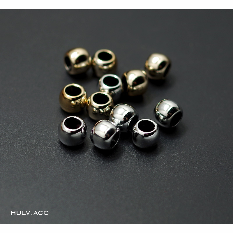 金色大孔珠子散珠 塑料保色电镀银色大孔圆珠 DIY饰品配件 批发