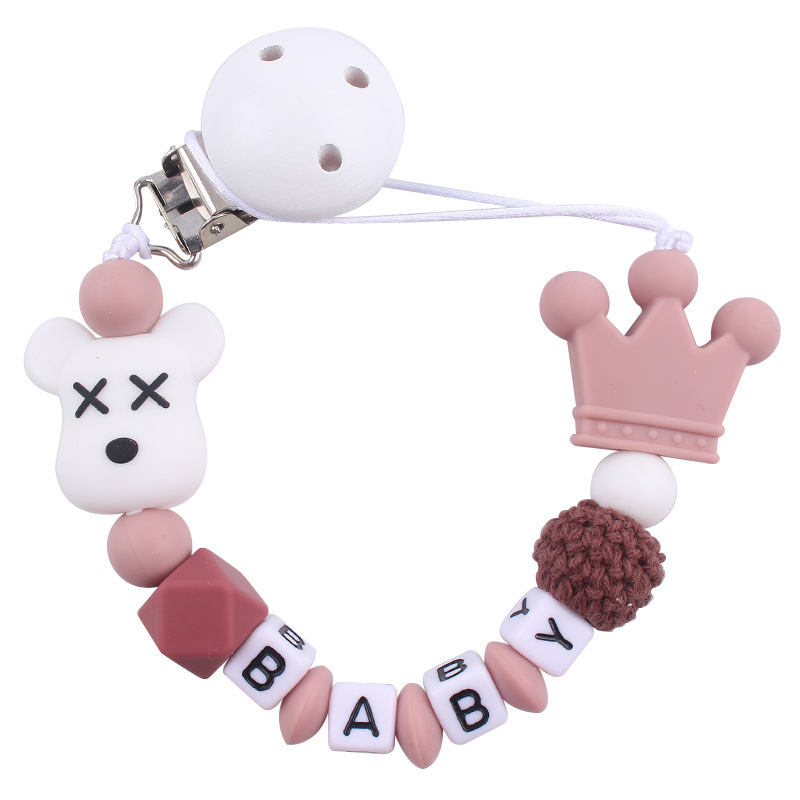 Baby Planet pacifier clips juguetes de dibujos animados violentos osos goma puede DIY nombre de bebé pacifier cadena de cadena anti-caída