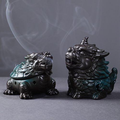 Zen plate incense burner indoor unicorn auspicious beast incense burner antique creative ornaments agarwood sandalwood burner ceramic incense burner