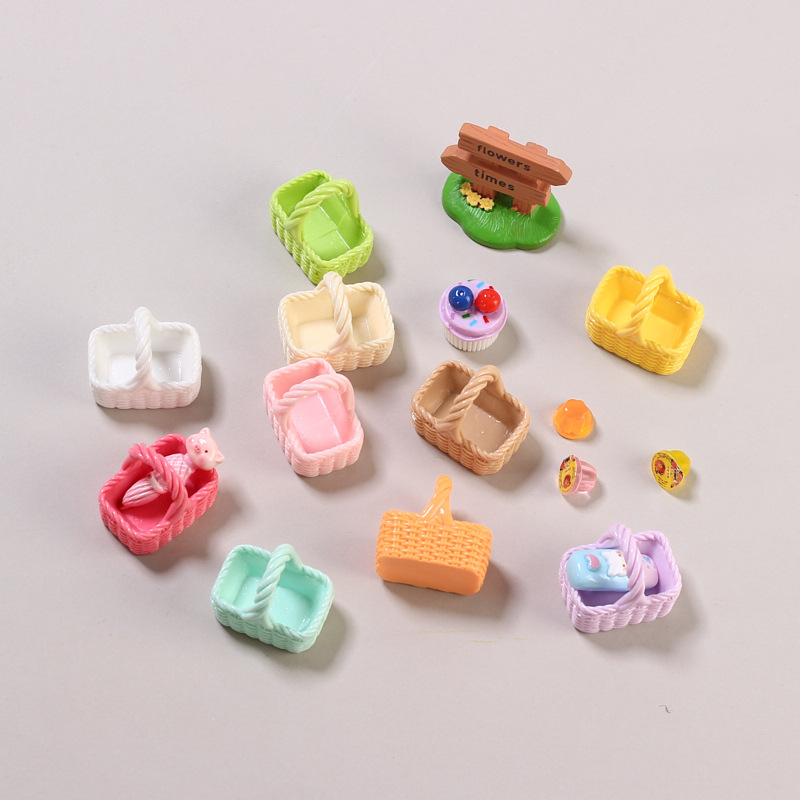 树脂配件奶油胶发夹手工diy洞洞鞋扣饰品材料卡通多色立体菜花篮
