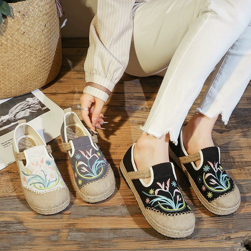 Старые пекинские туфли из ткани женские льняные женские педали