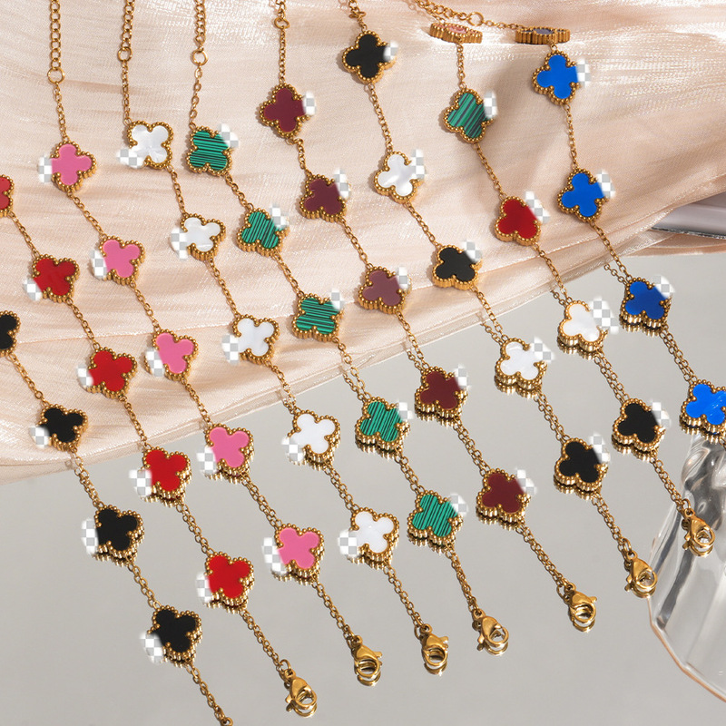 Four-Leaf Clover Bracelet, Light Luxury and High-End Style, Popular European and American Women's Wholesale Jewelry Accessories, New Women's European and American Hand Jewelry