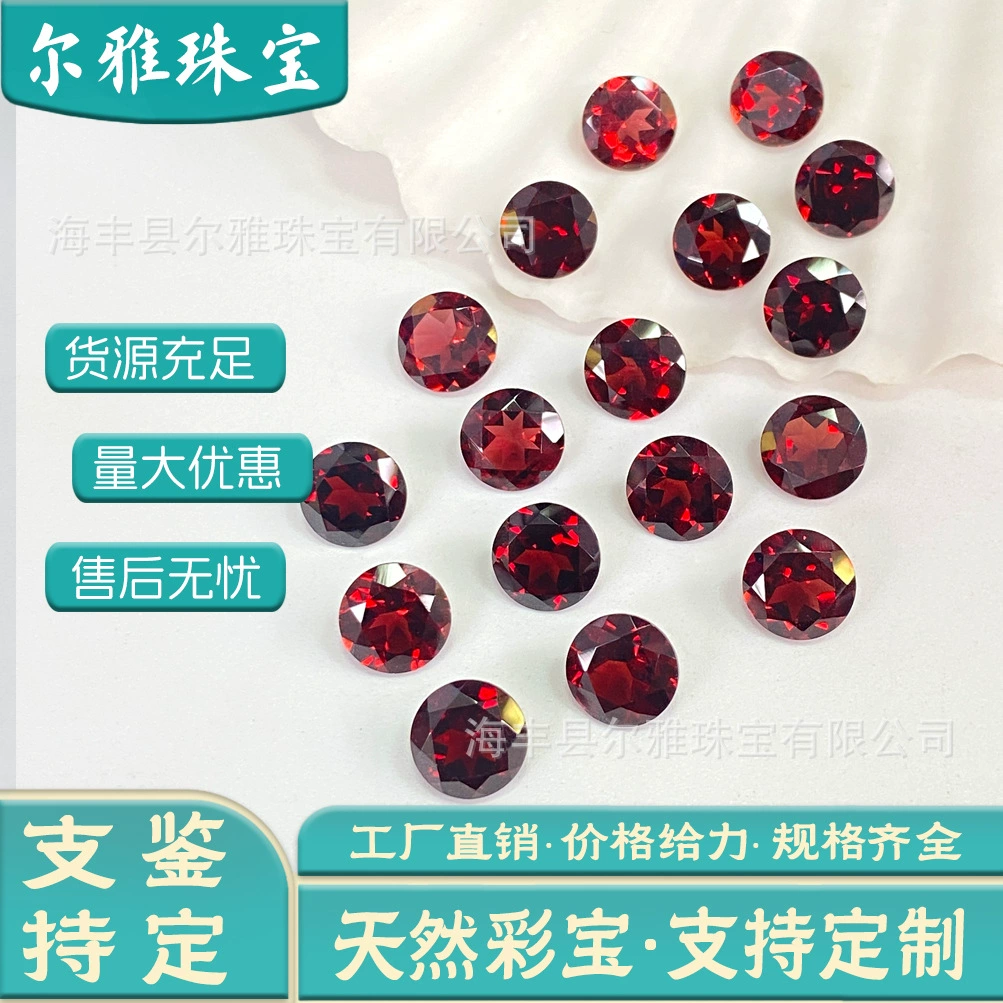 Натуральный гранат, круглый кабошон, ограненный, с заостренным основанием, для ювелирных изделий, инкрустация, серьги, кольцо, необработанный камень, аксессуар, прямые поставки с фабрики