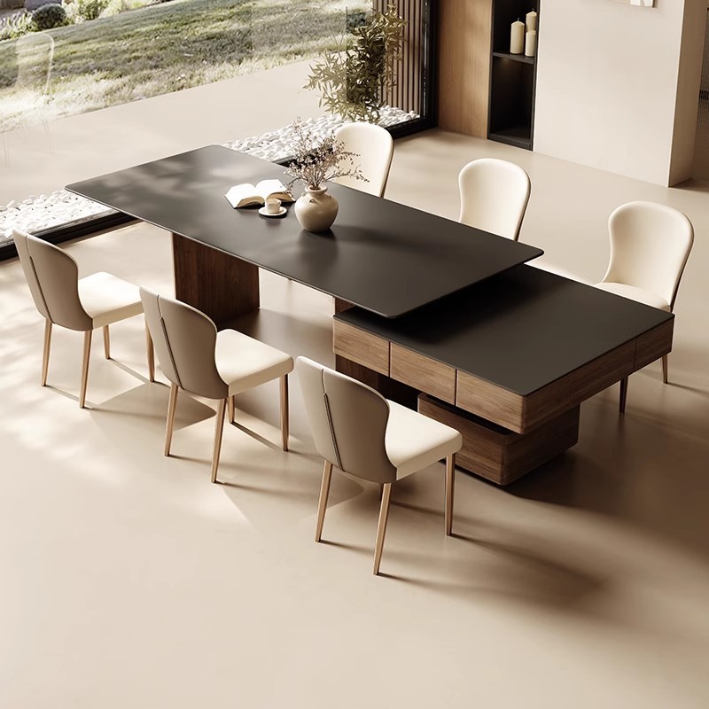 La mesa de mahjong se puede levantar, mesa de comedor de tablero de roca, muebles multifuncionales de doble uso, 2024 nuevo apartamento pequeño para el hogar