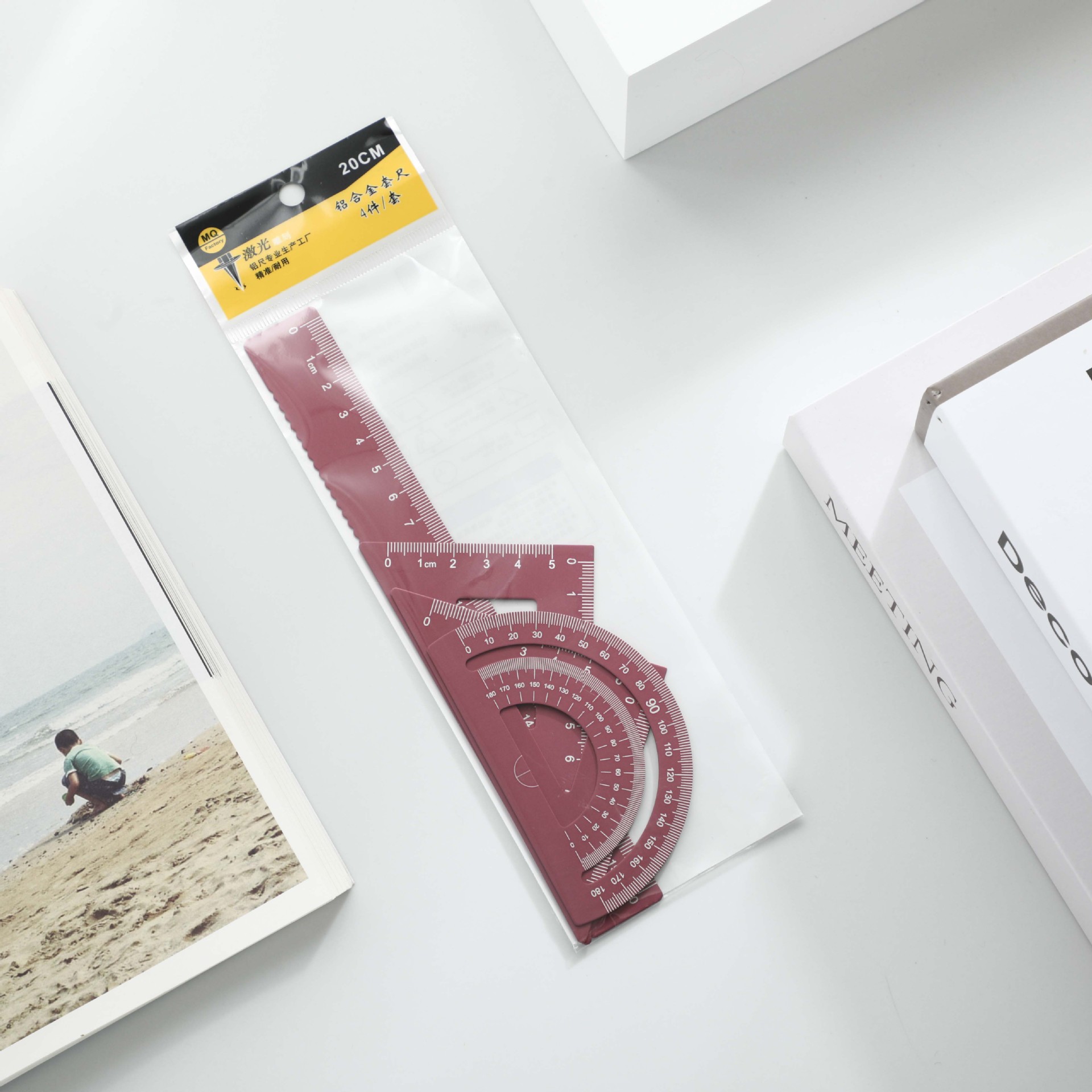 Mingqiang 알루미늄 세트 자 20cm 가방 레드