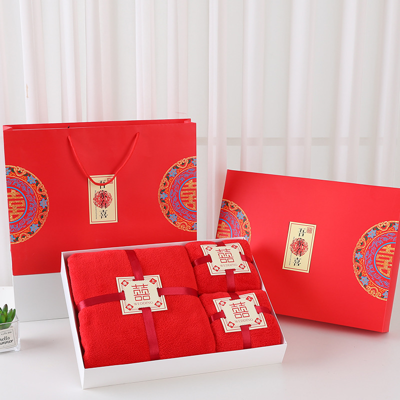 Toallas de coral toallas de baño de tres piezas en una caja de regalos de bodas regalos de regalo de la compañía regalos de eventos toallas al por mayor