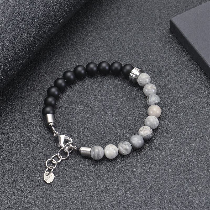 Elegant Simple Style Geometric 201 Stainless Steel Natural Stone Unisex Bracelets display picture 1