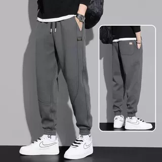 休闲卫裤男春秋新款潮流宽松束脚裤秋季抽绳弹力针织运动长裤子潮