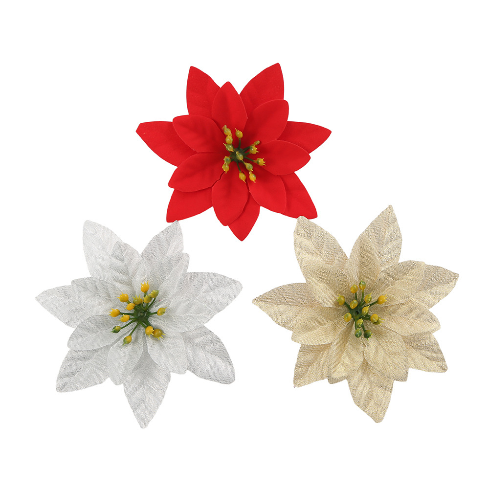 Christmas tree decoration Christmas flower velvet poinsettia…