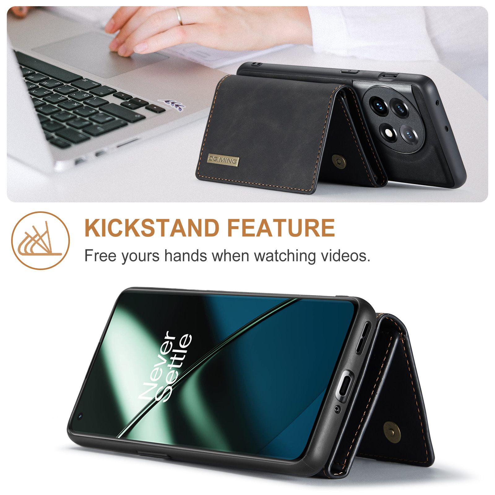 M1 per One Plus 1+11 Custodia protettiva magnetica con portafoglio One Plus 1+10 Pro Custodia in pelle 2 in 1 per telefono diviso_voghion.com