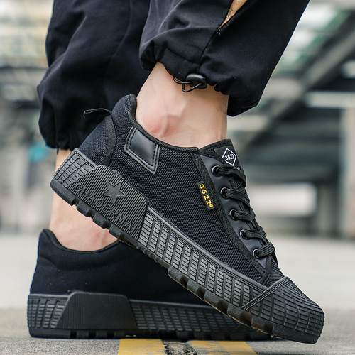 Wear-resistant migrant workers' liberation shoes, single shoes, work canvas military training shoes, non-slip, breathable, anti-odor men's labor protection shoes for construction site work