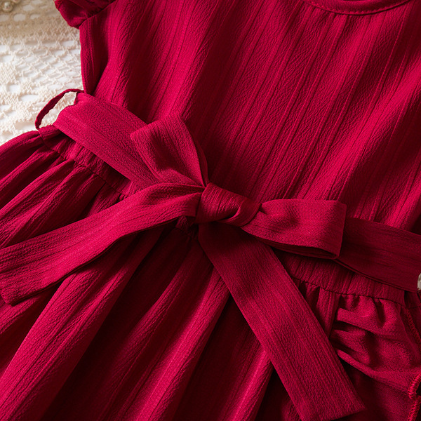 Summer fashionable solid dress with a round collar