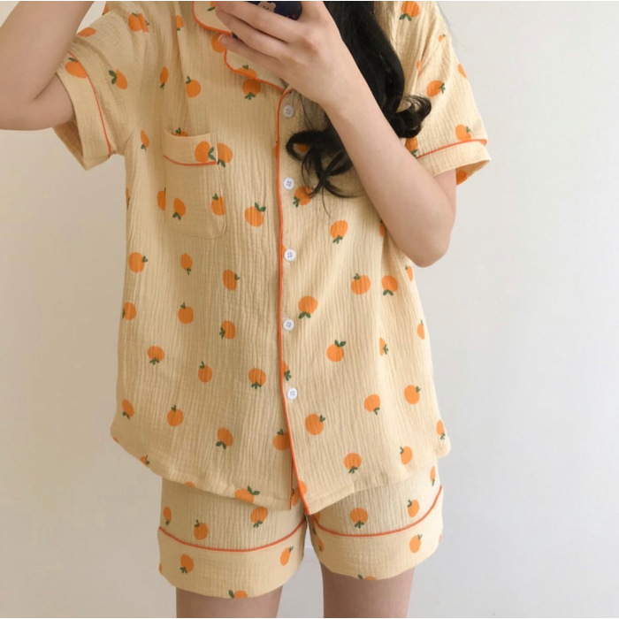 Burbujas arrugadas pantalones cortos de manga corta pijamas femeninos coreanos 2026 nuevo conjunto de dos piezas de dibujos animados adorables ropa doméstica de niña en vivo image 7