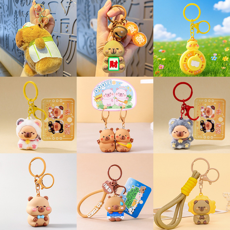 Creative Capibara Series Keychain Pendant Cute Doll Bag Pendant Keychain Backpack Decoration Wholesale