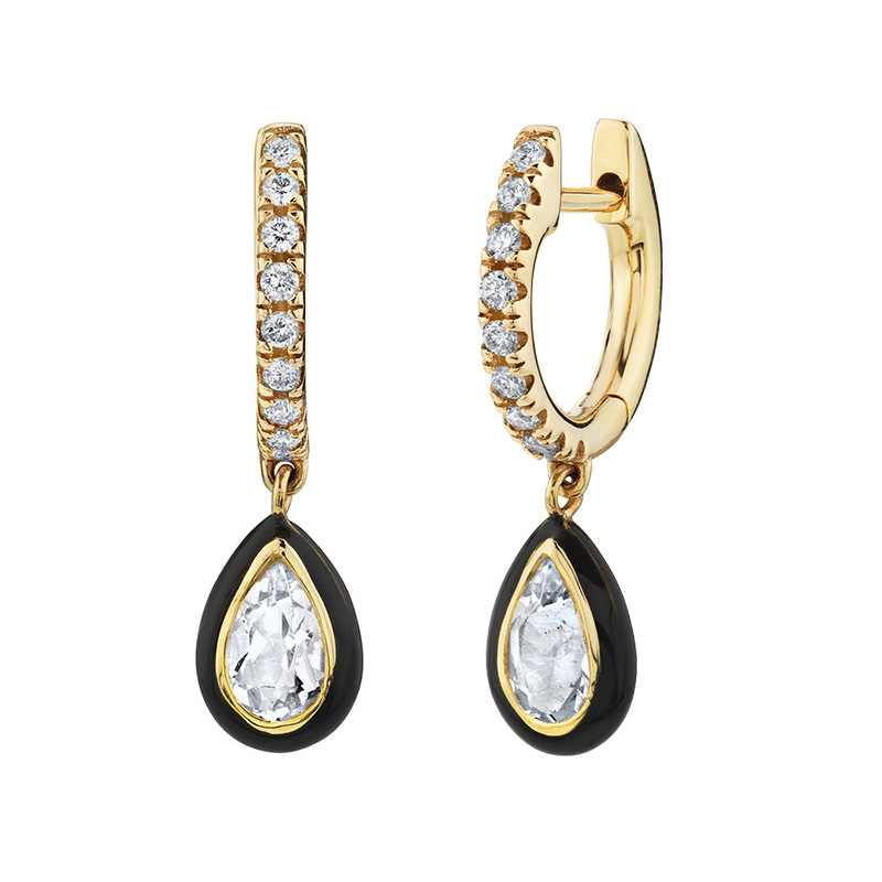 Retro Moon Heart Shape Smiley Face Copper Earrings Enamel Plating Zircon Copper Earrings