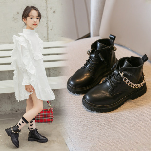 Girls' boots 2023 new trendy spring and autumn single boots children's Martin boots Women's fashionable soft bottom middle and big children's shoes