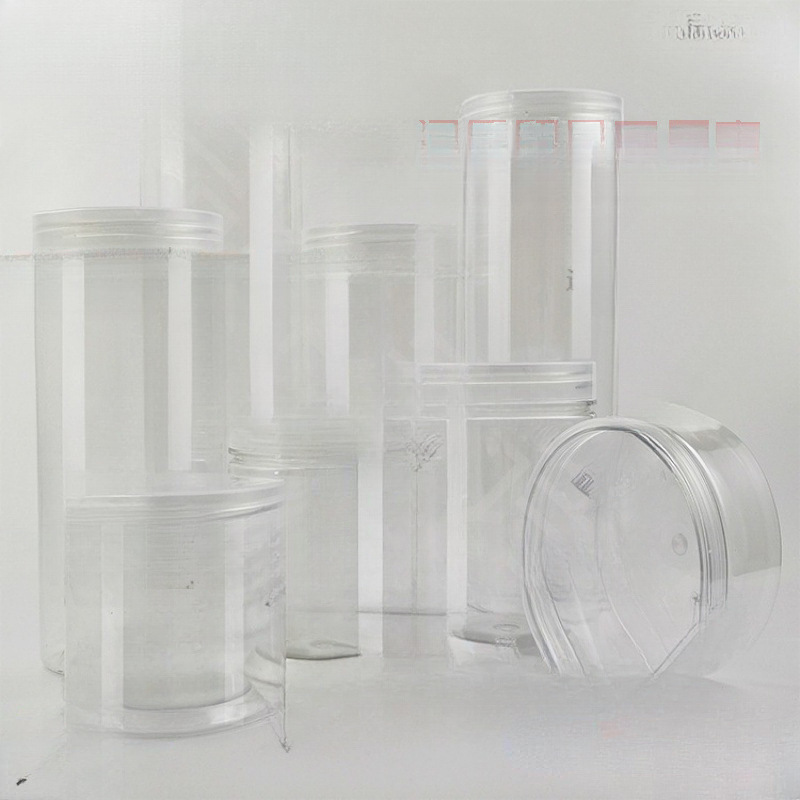 透明圆形塑料罐子食品密封罐文玩灌子饼干干果盒子一次性小瓶