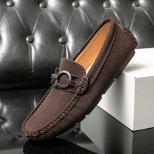 男鞋2024年夏外贸爆款网红爆款休闲百搭真皮懒人一脚蹬豆豆鞋