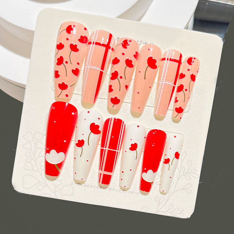 Nuevas uñas portátiles para adultos, uñas en relieve estéreo, parches de manicura, uñas postizas, uñas terminadas, uñas largas de ballet