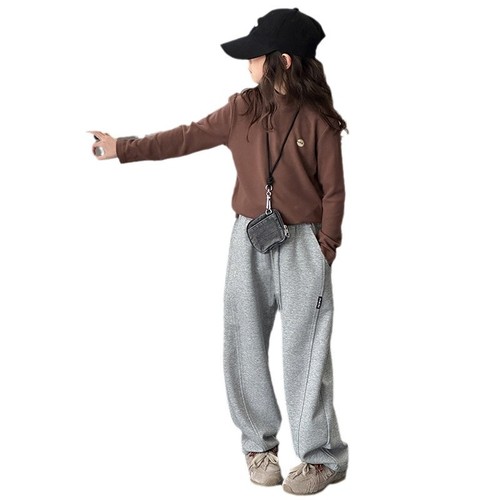 Children's Sports Pants 2025 Autumn/Winter New Middle-Size Kids Trendy Korean Style Casual Pants Children's Curved Blade Fleece Leggings