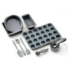 灰色硅胶烤盘小号蛋糕模具圆形方形烘焙工具套装耐高温吐司模