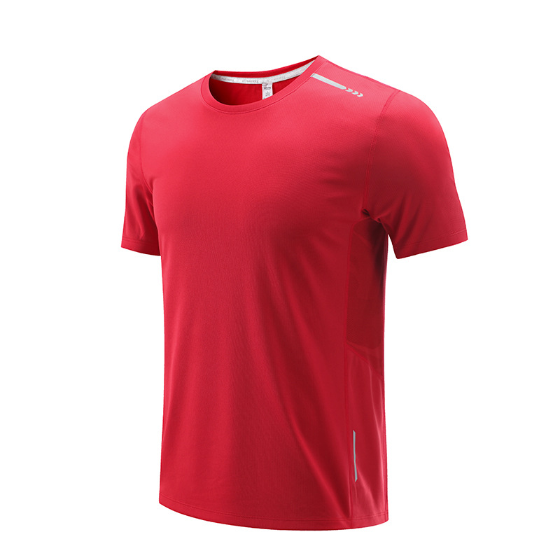 Deportes de verano ocio al aire libre ropa de secado rápido para hombres y mujeres cuello redondo manga corta suelta más tamaño grupo corriendo camiseta de seda de hielo L