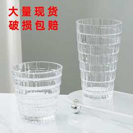 藤编叠叠杯小众ins风家用耐高温泡茶杯子女高颜值优格纹玻璃水杯